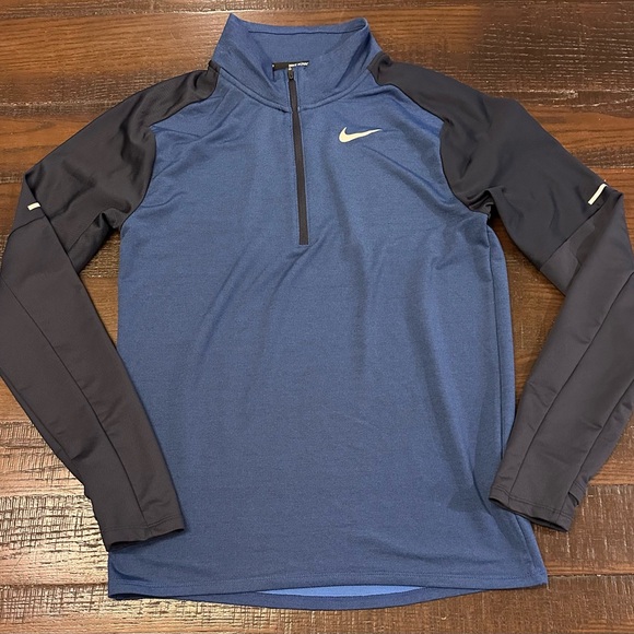Nike Running Element 1/4 Quarter Zip Navy Blue / Blue Lightweight Pullover Sz Sm - Picture 1 of 8